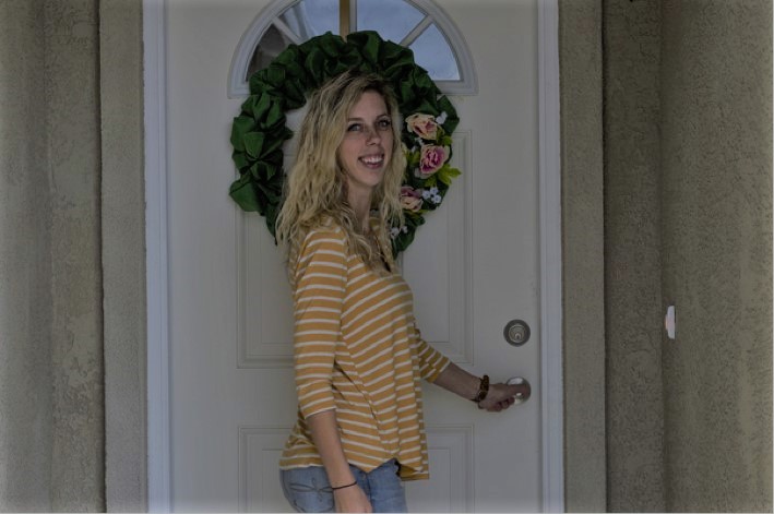Self-Help Homeowner Leanna Pebley at her front door